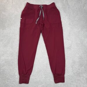 FIGS Technical Collection Zamora Jogger Scrub Pants Burgundy Maroon Womens M EUC